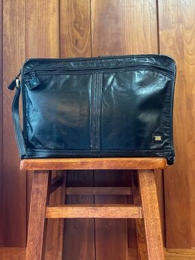LAND Black Leather Soft Sided Briefcase